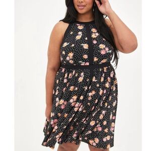 Black floral halter dress, studio knit torrid size 6